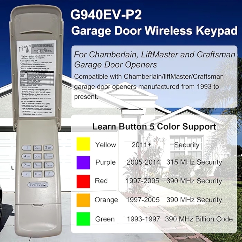 Universal Garage Door Opener Wireless Keypad & 2 Remotes Liftmaster Chamberlain - Picture 3 of 15